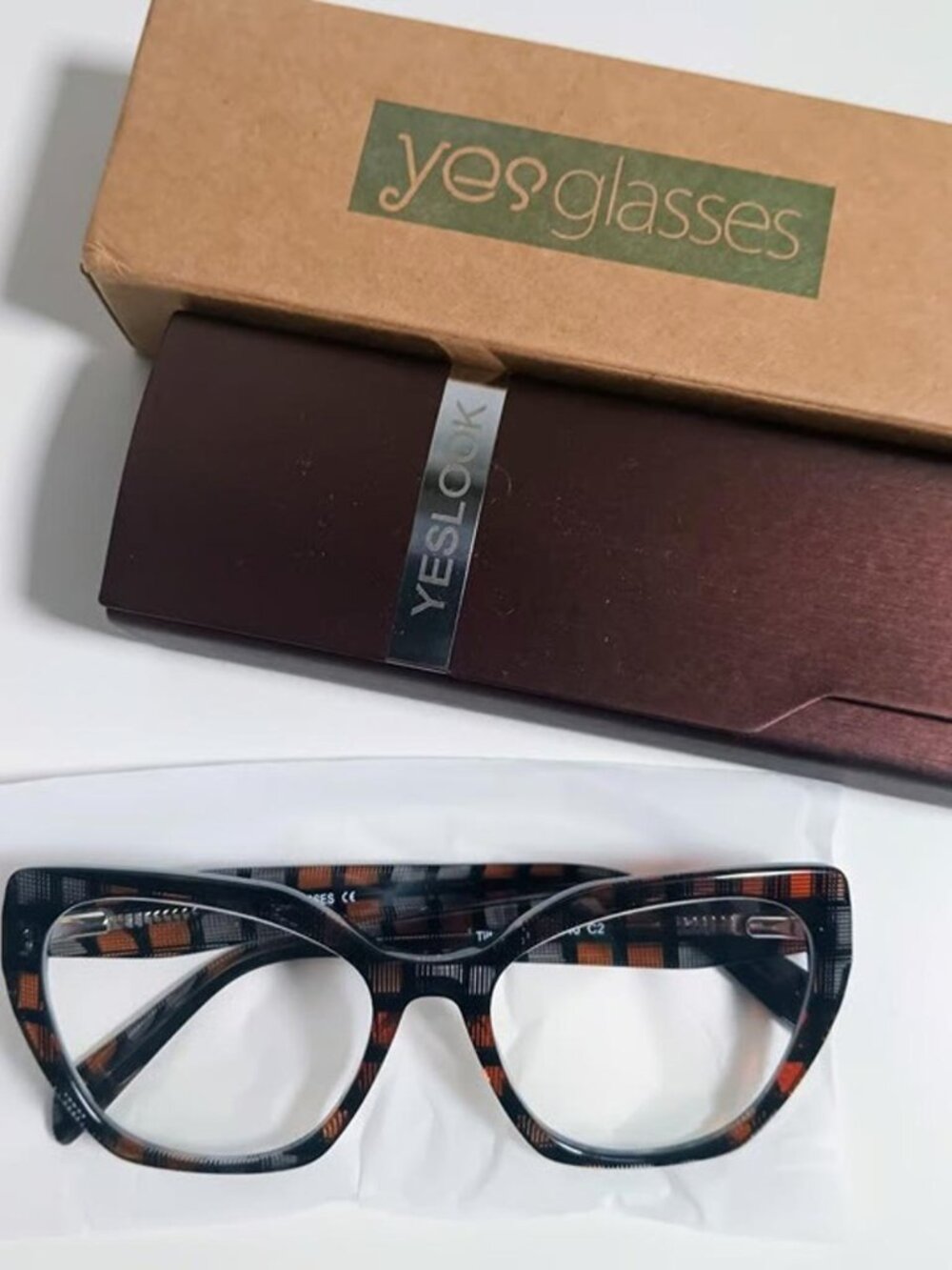 YesGlasses Tilton Hipster Cat Eye Geometric Reader Glasses R15812 Brown 3.0 - Picture 5 of 9